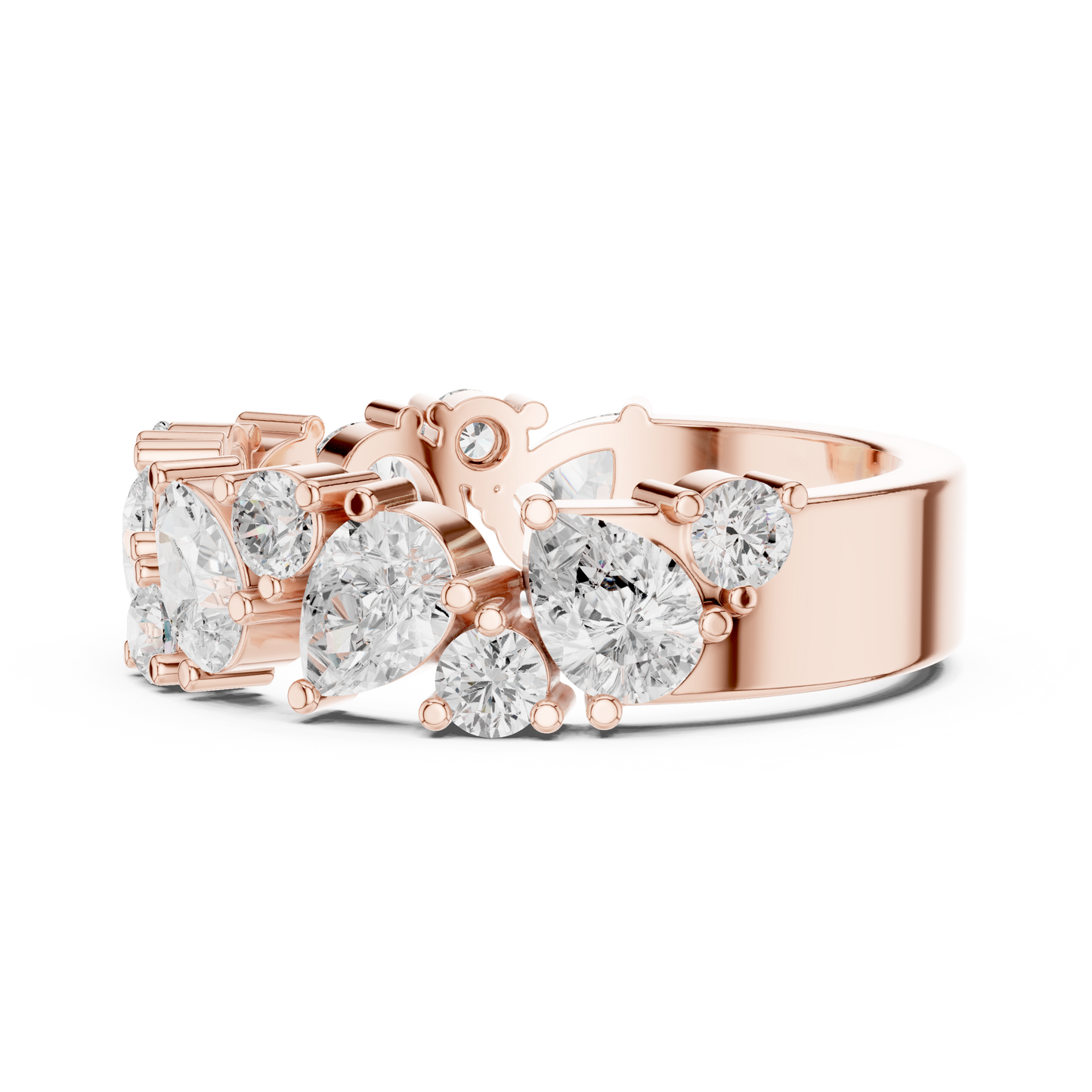 Pear Round Cut Lab Grown Diamond Ring in Rose Gold