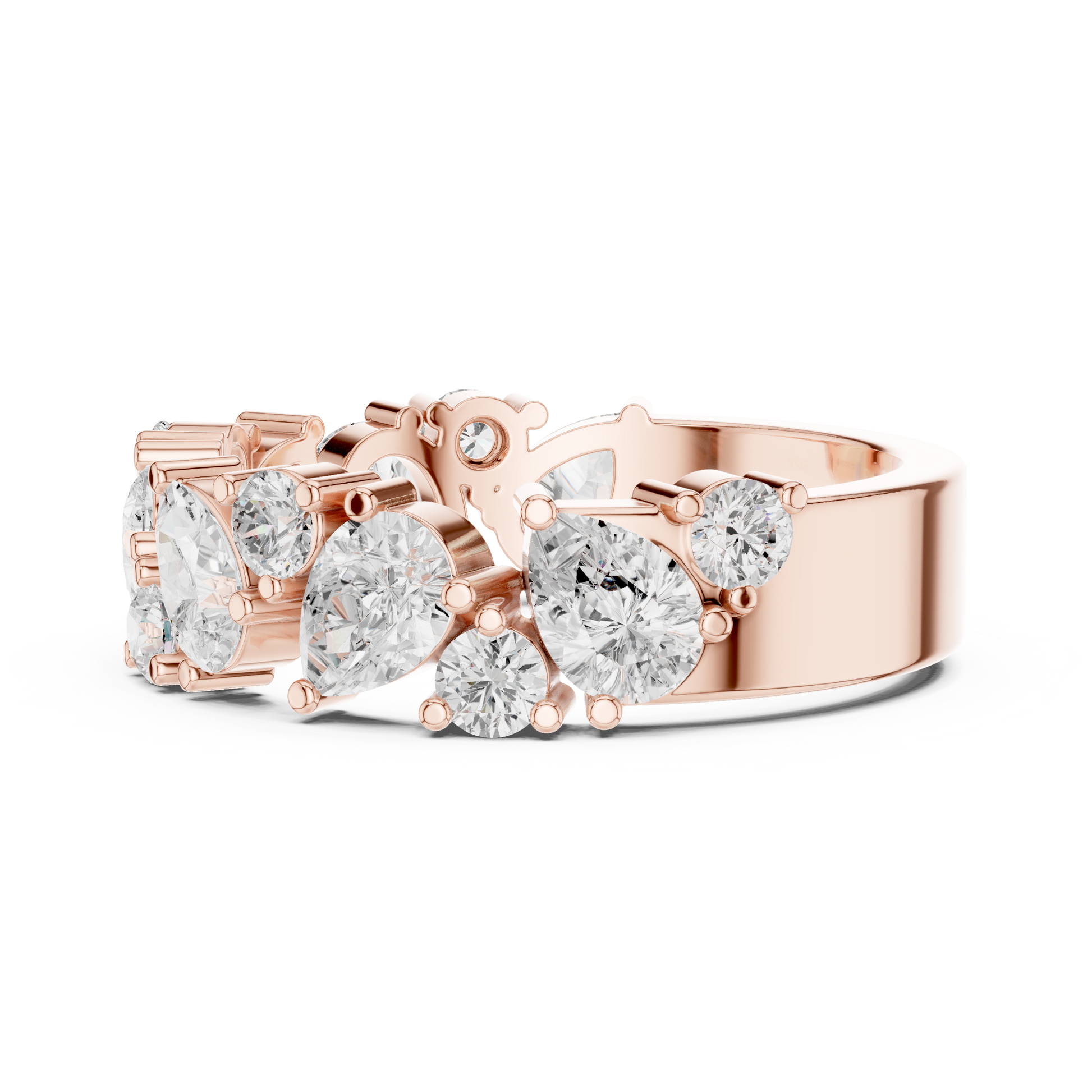 Pear Round Cut Lab Grown Diamond Ring in Rose Gold