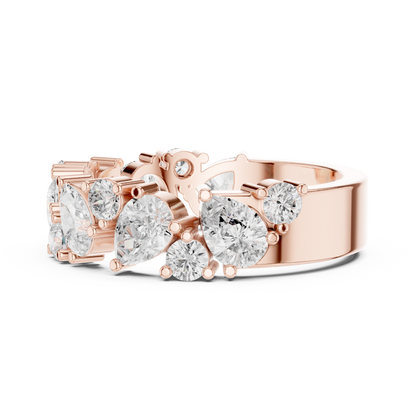 Pear Round Cut Lab Grown Diamond Ring in Rose Gold