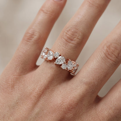 Pear Round Cut Lab Grown Diamond Ring in Rose Gold