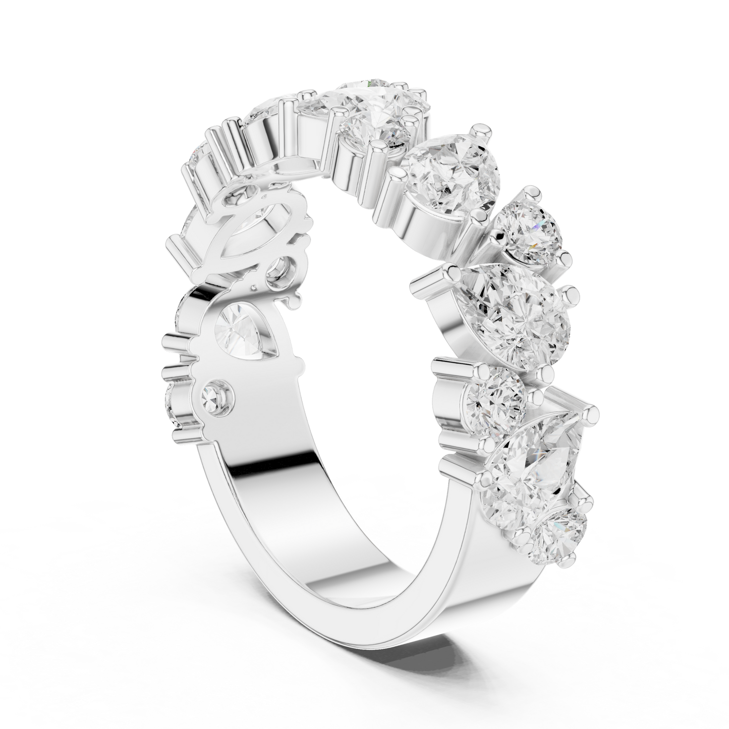 Pear Round Cut Lab Grown Diamond Ring in White Gold