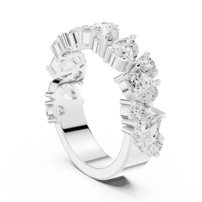 Pear Round Cut Lab Grown Diamond Ring in White Gold