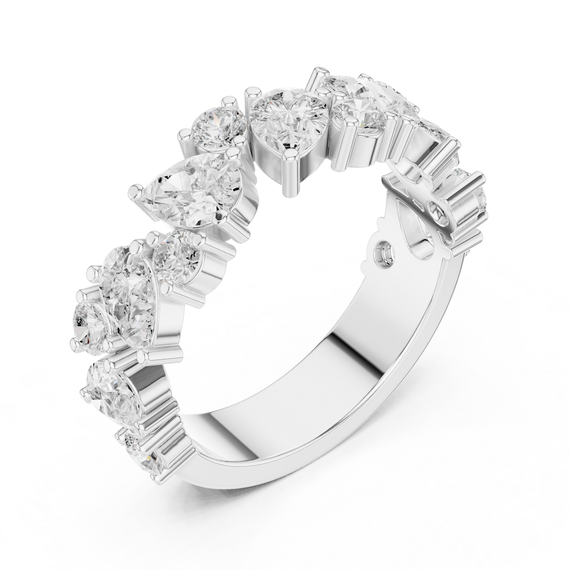 Pear Round Cut Lab Grown Diamond Ring in White Gold