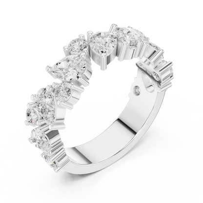 Pear Round Cut Lab Grown Diamond Ring in White Gold