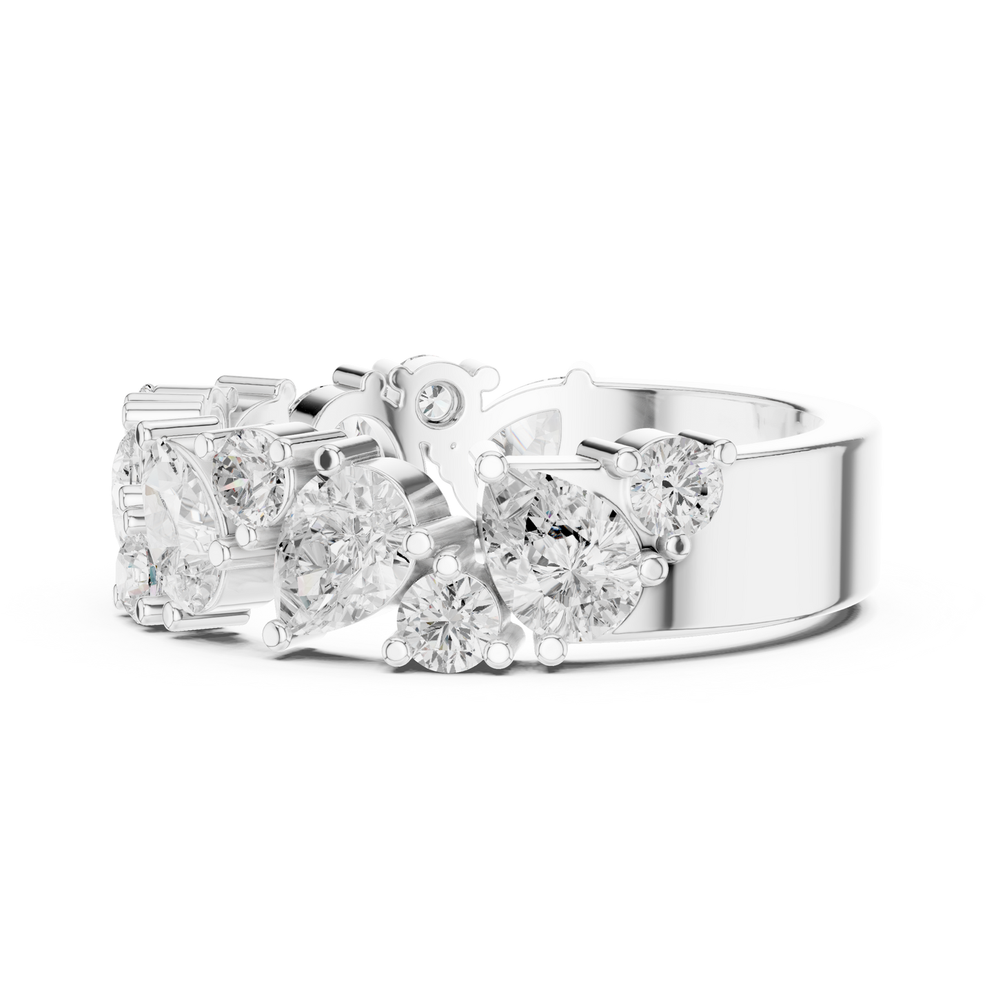 Pear Round Cut Lab Grown Diamond Ring in White Gold