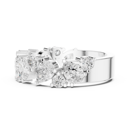 Pear Round Cut Lab Grown Diamond Ring in White Gold