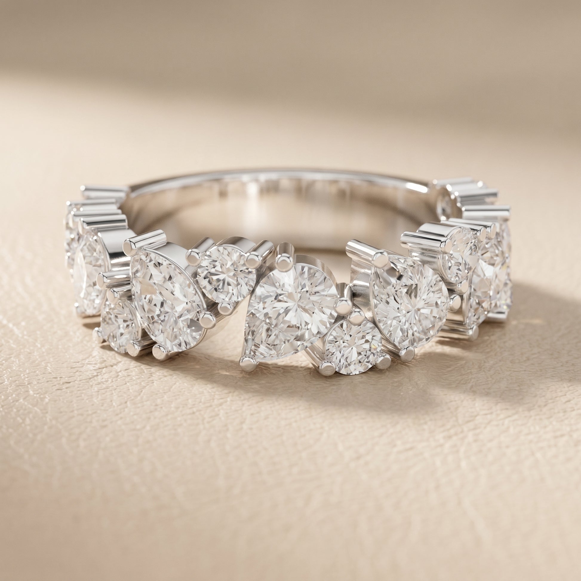 Pear Round Cut Lab Grown Diamond Ring in White Gold