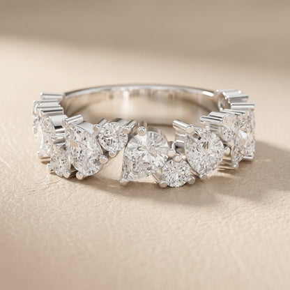 Pear Round Cut Lab Grown Diamond Ring in White Gold