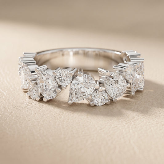 Pear Round Cut Lab Grown Diamond Ring in White Gold