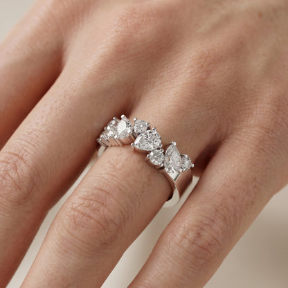 Pear Round Cut Lab Grown Diamond Ring in White Gold