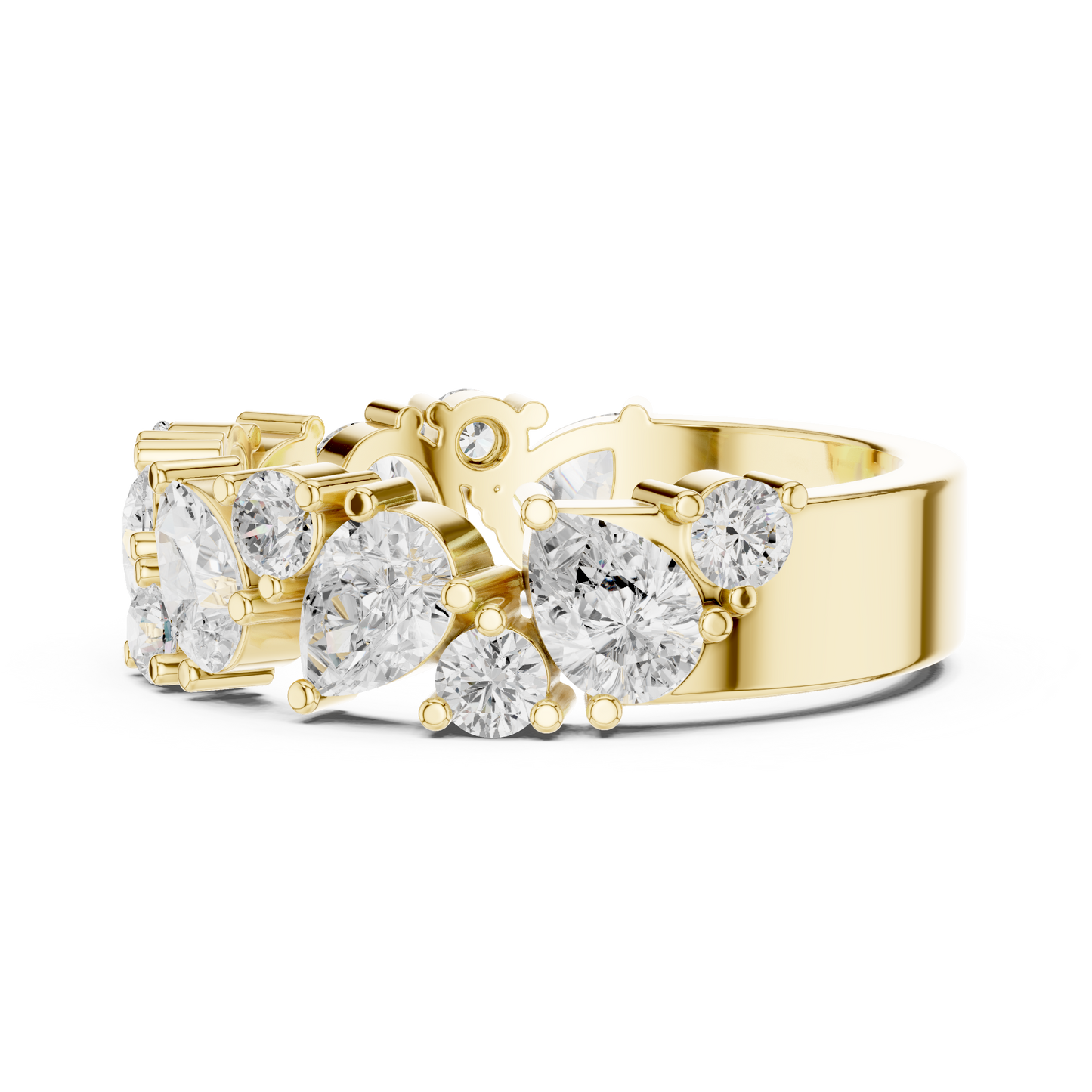 Pear Round Cut Lab Grown Diamond Ring in Yellow Gold