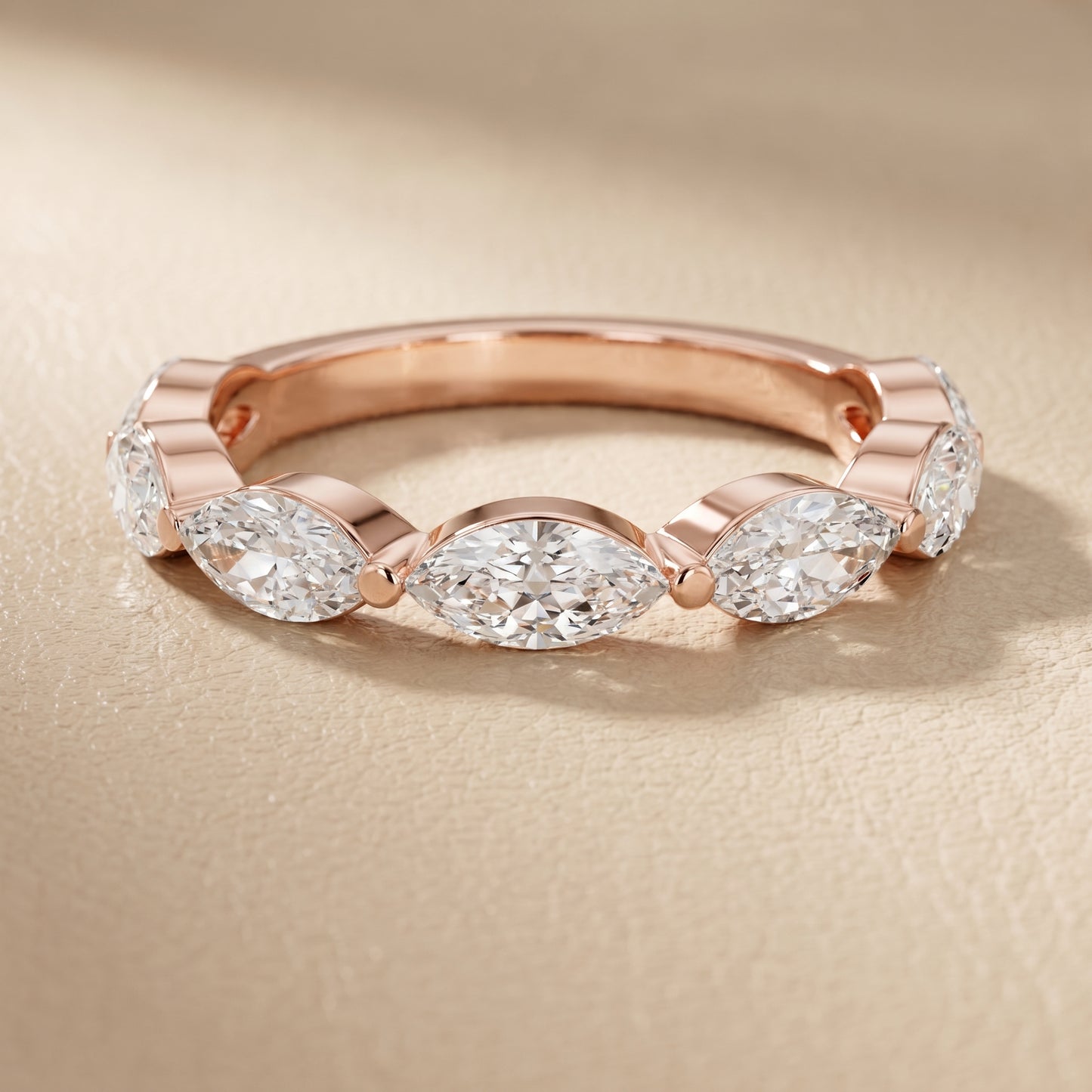Marquise Cut Lab Grown Diamond Ring in Rose Gold