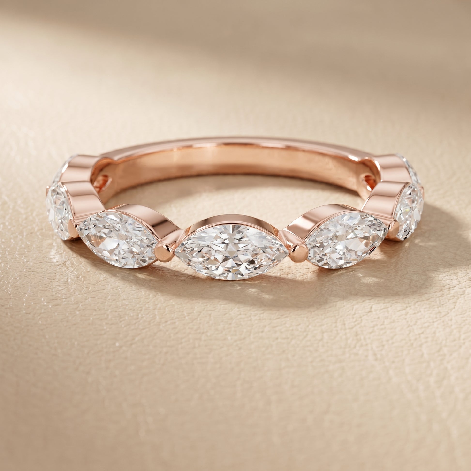 Marquise Cut Lab Grown Diamond Ring in Rose Gold