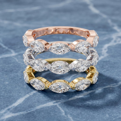Marquise Cut Lab Grown Diamond Ring in Silver