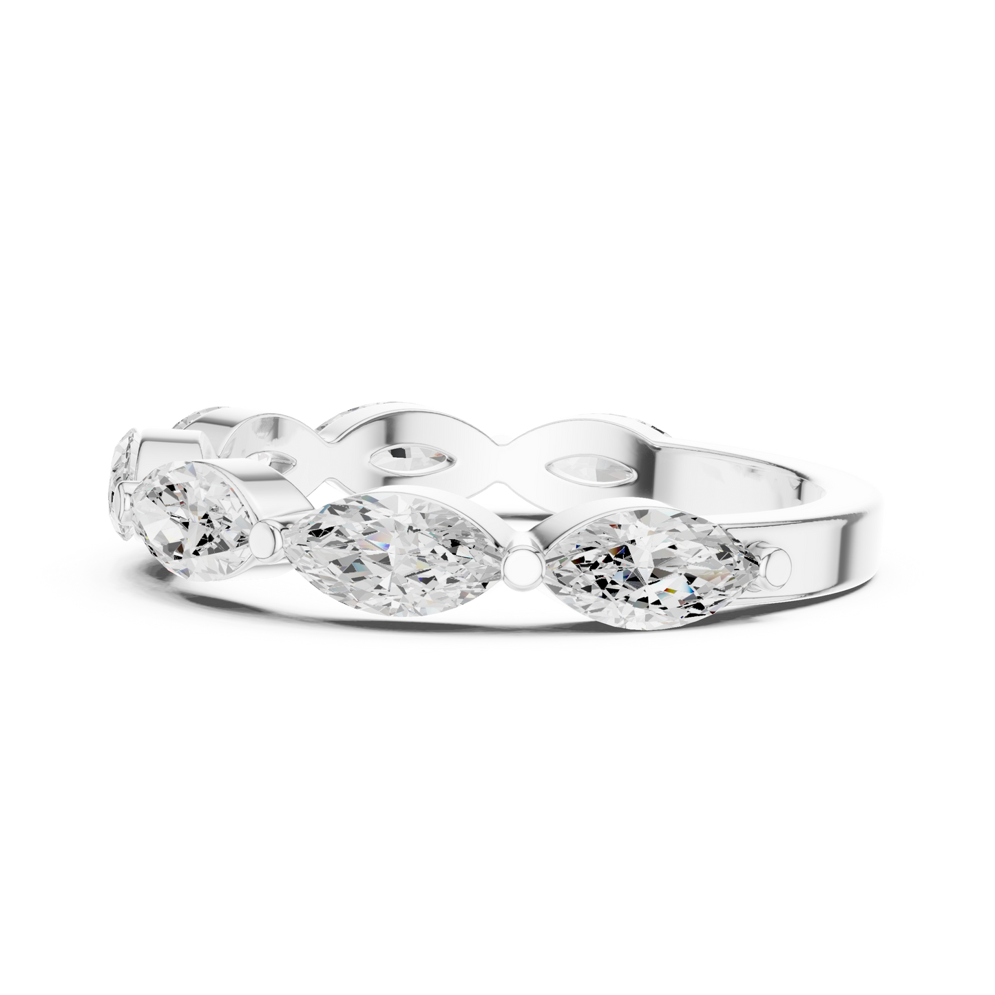 Marquise Cut Lab Grown Diamond Ring in Silver