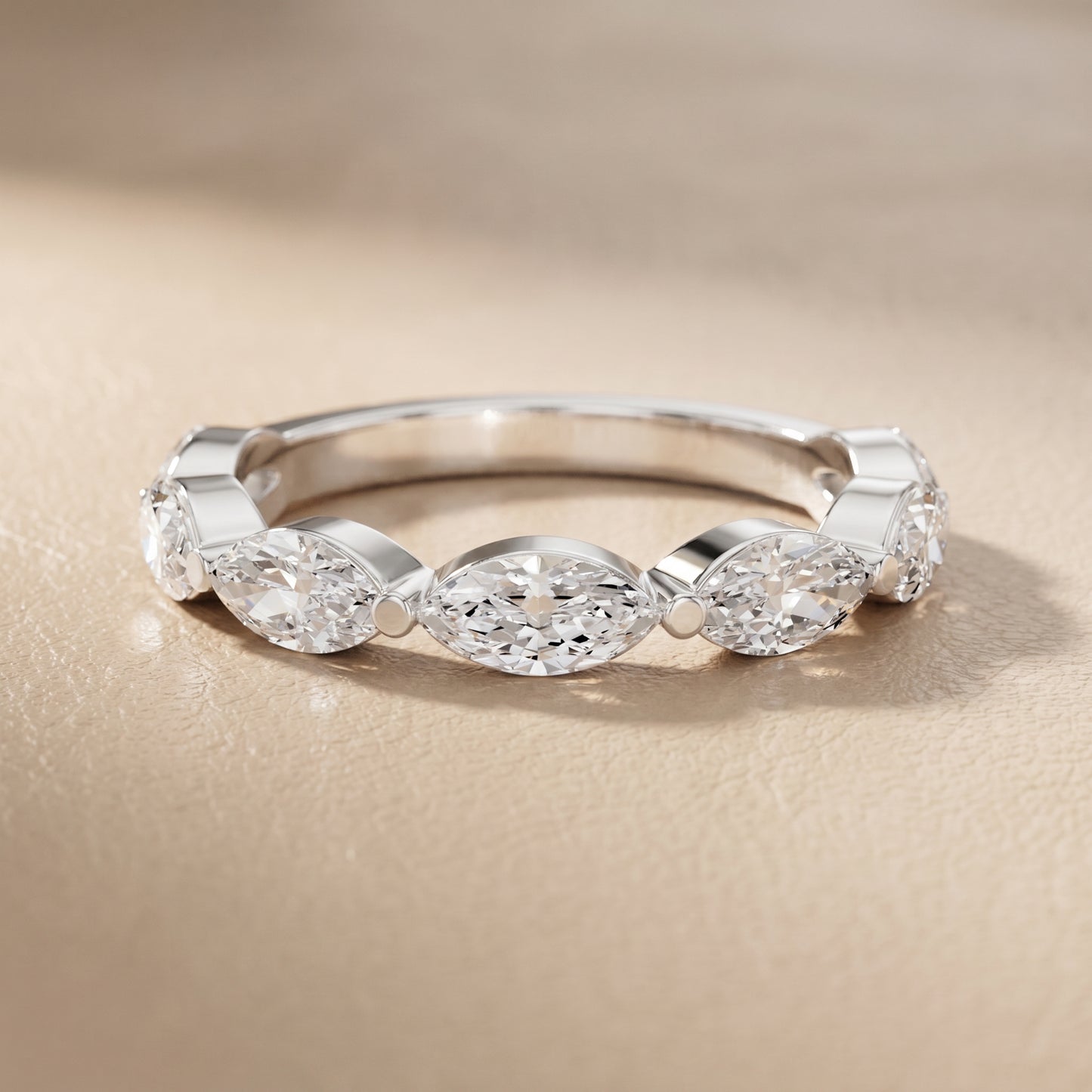 Marquise Cut Lab Grown Diamond Ring in White Gold