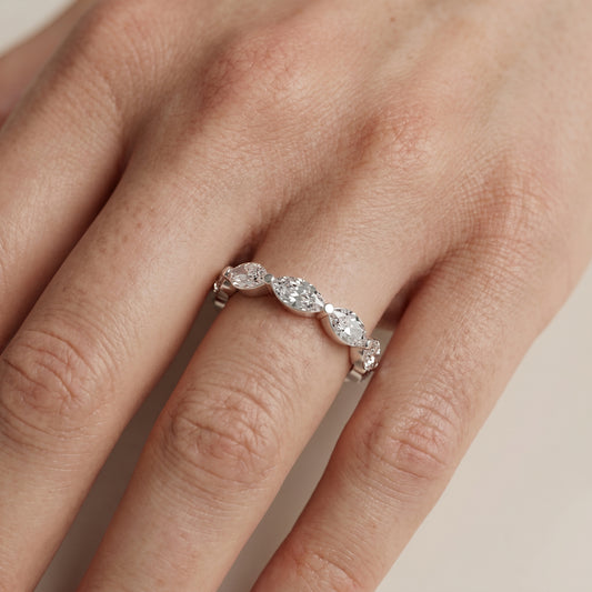 Marquise Cut Lab Grown Diamond Ring in White Gold