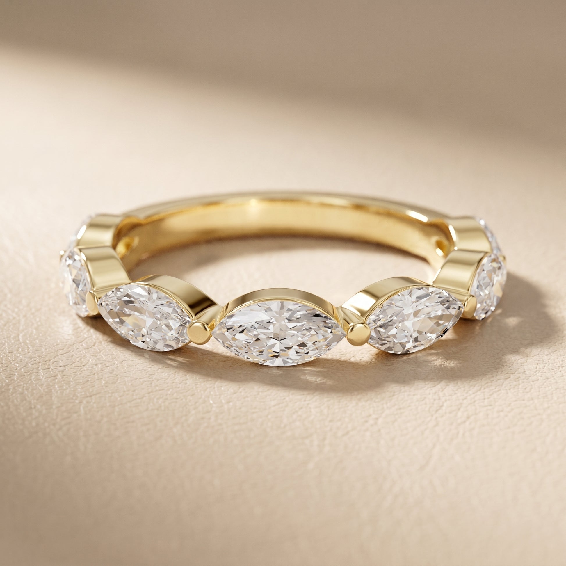 Marquise Cut Lab Grown Diamond Ring in Yellow Gold