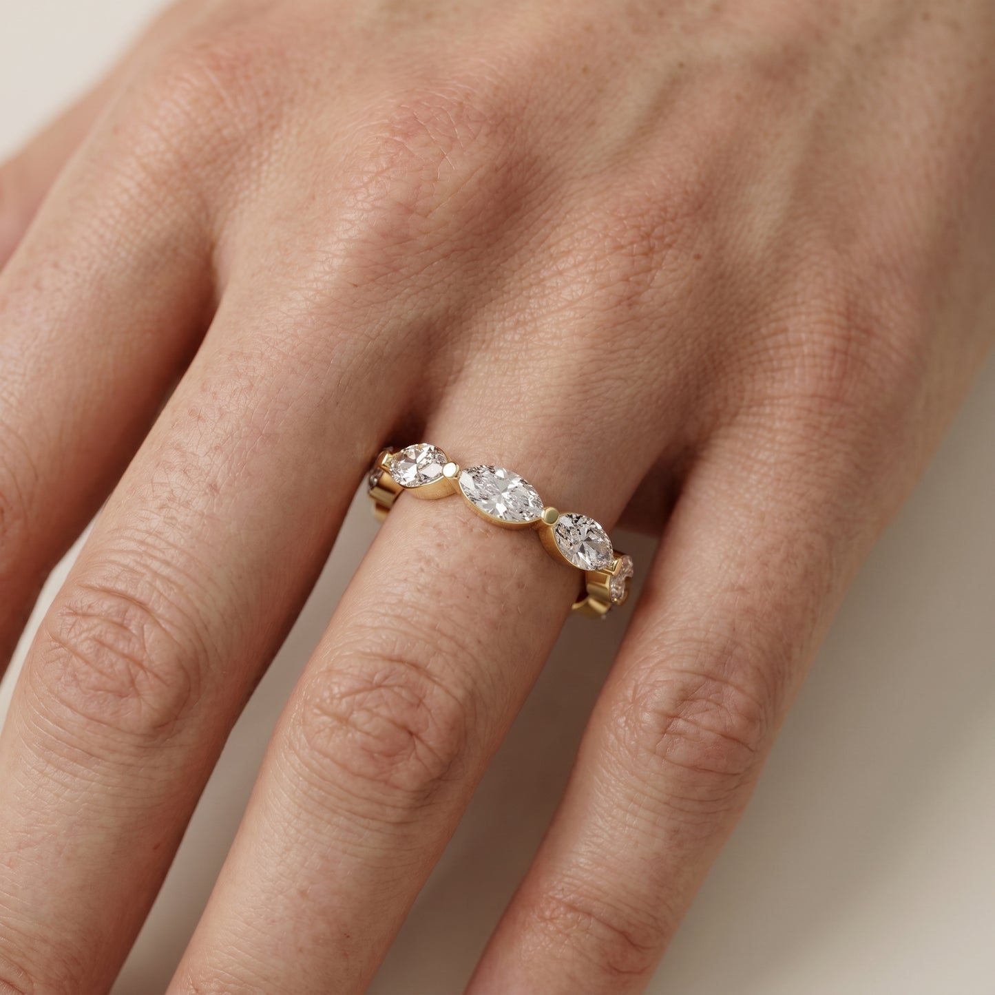 Marquise Cut Lab Grown Diamond Ring in Yellow Gold