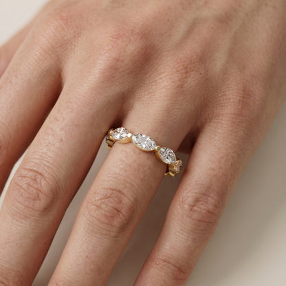 Marquise Cut Lab Grown Diamond Ring in Yellow Gold