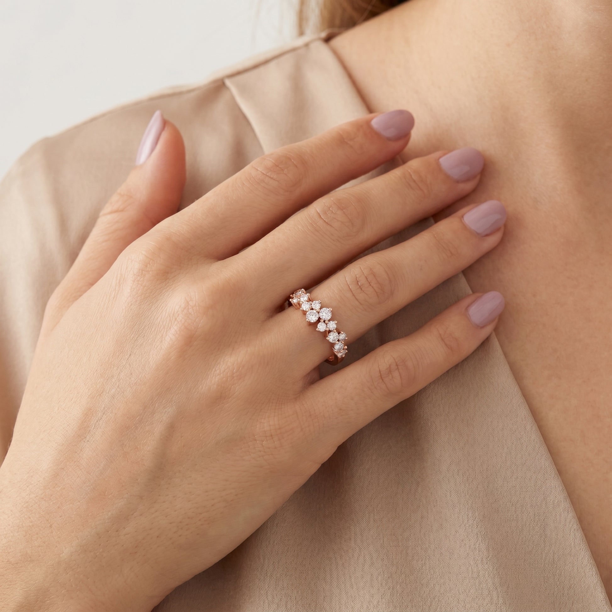 Round Cut Lab Grown Diamond Ring in Rose Gold