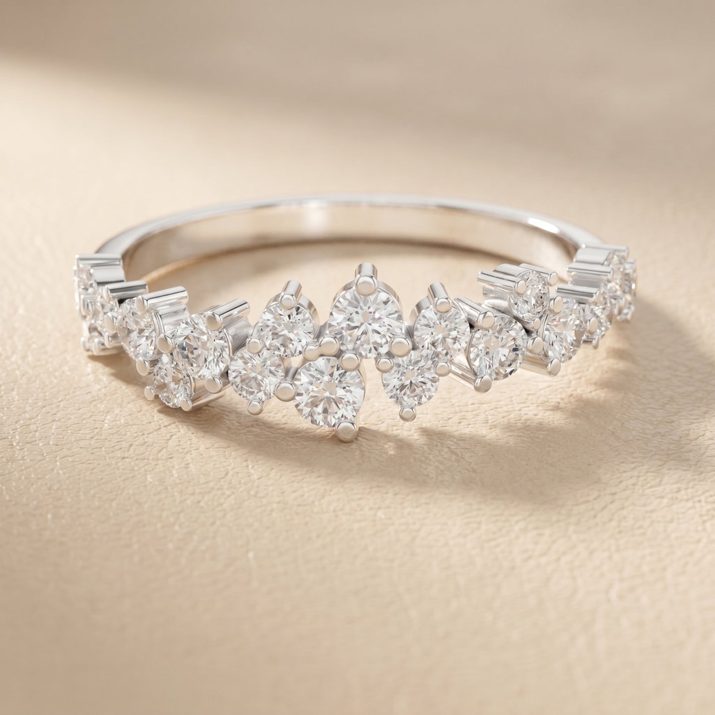 Round Cut Lab Grown Diamond Ring in Silver