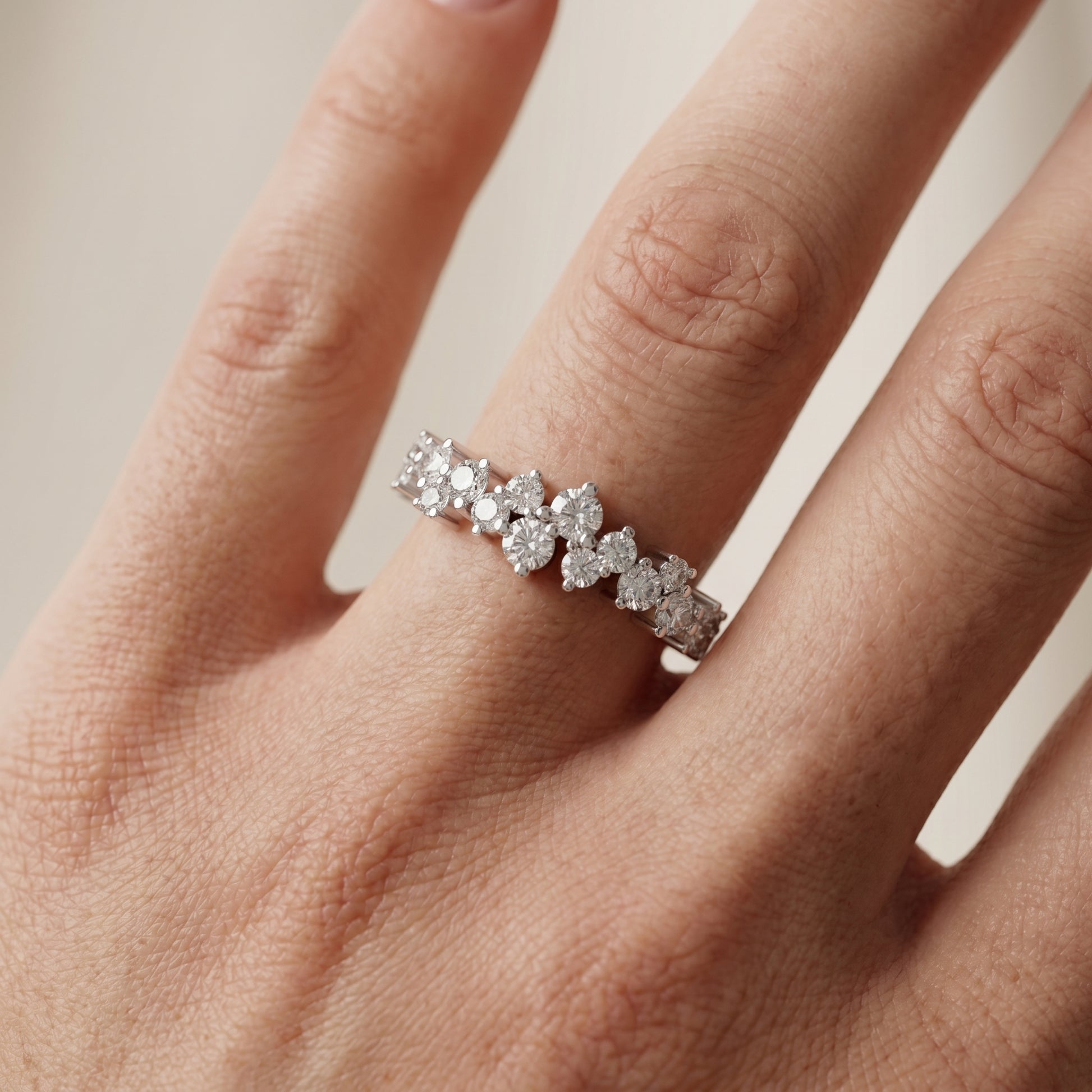 Round Cut Lab Grown Diamond Ring in Platinum