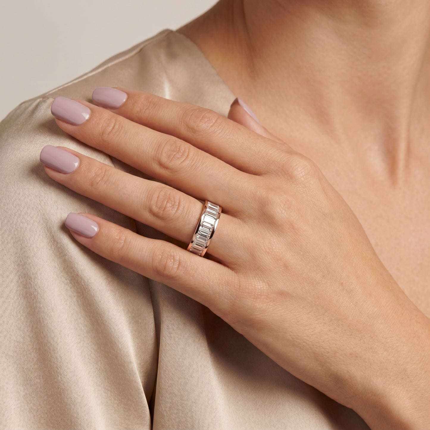 Emerald Cut Lab Grown Diamond Ring in Rose Gold