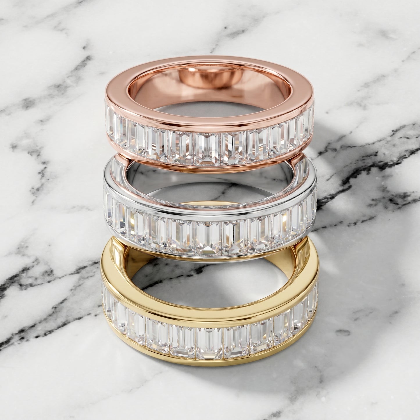 Emerald Cut Lab Grown Diamond Ring in Platinum