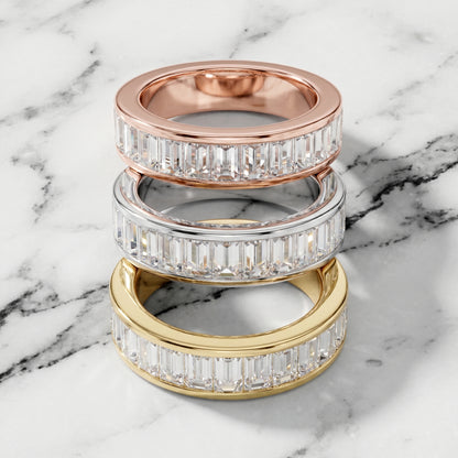Emerald Cut Lab Grown Diamond Ring in Silver