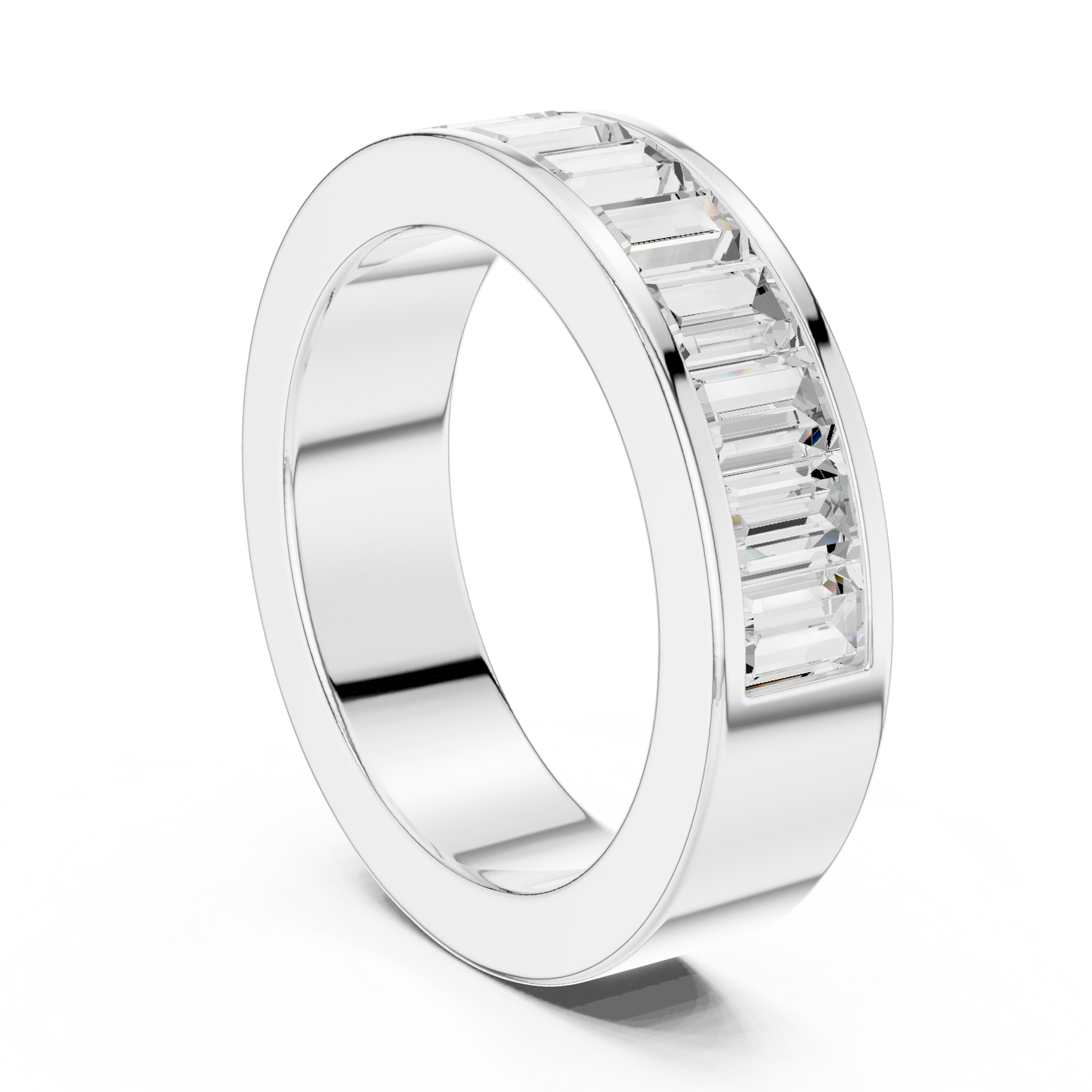 Emerald Cut Lab Grown Diamond Ring in White Gold