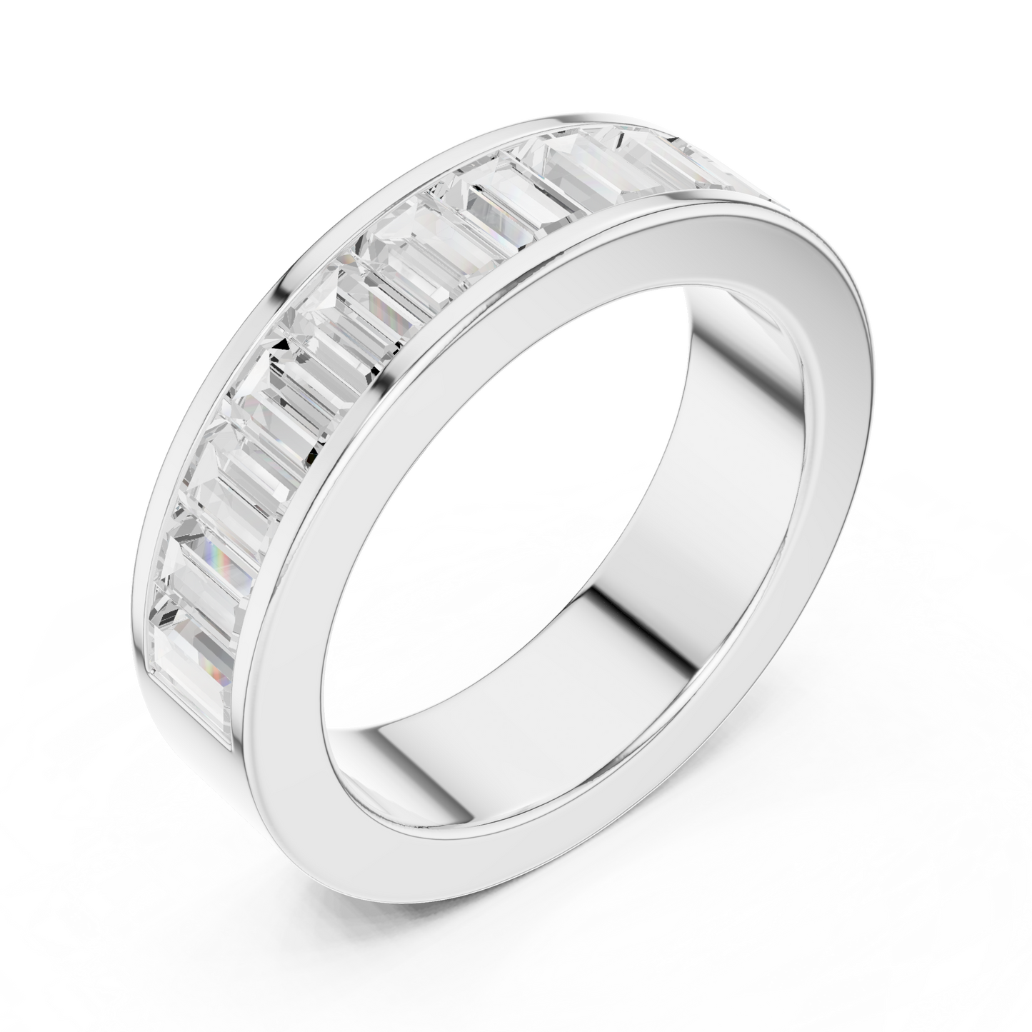 Emerald Cut Lab Grown Diamond Ring in White Gold