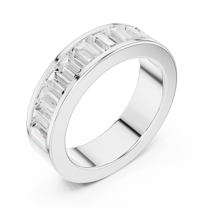 Emerald Cut Lab Grown Diamond Ring in White Gold