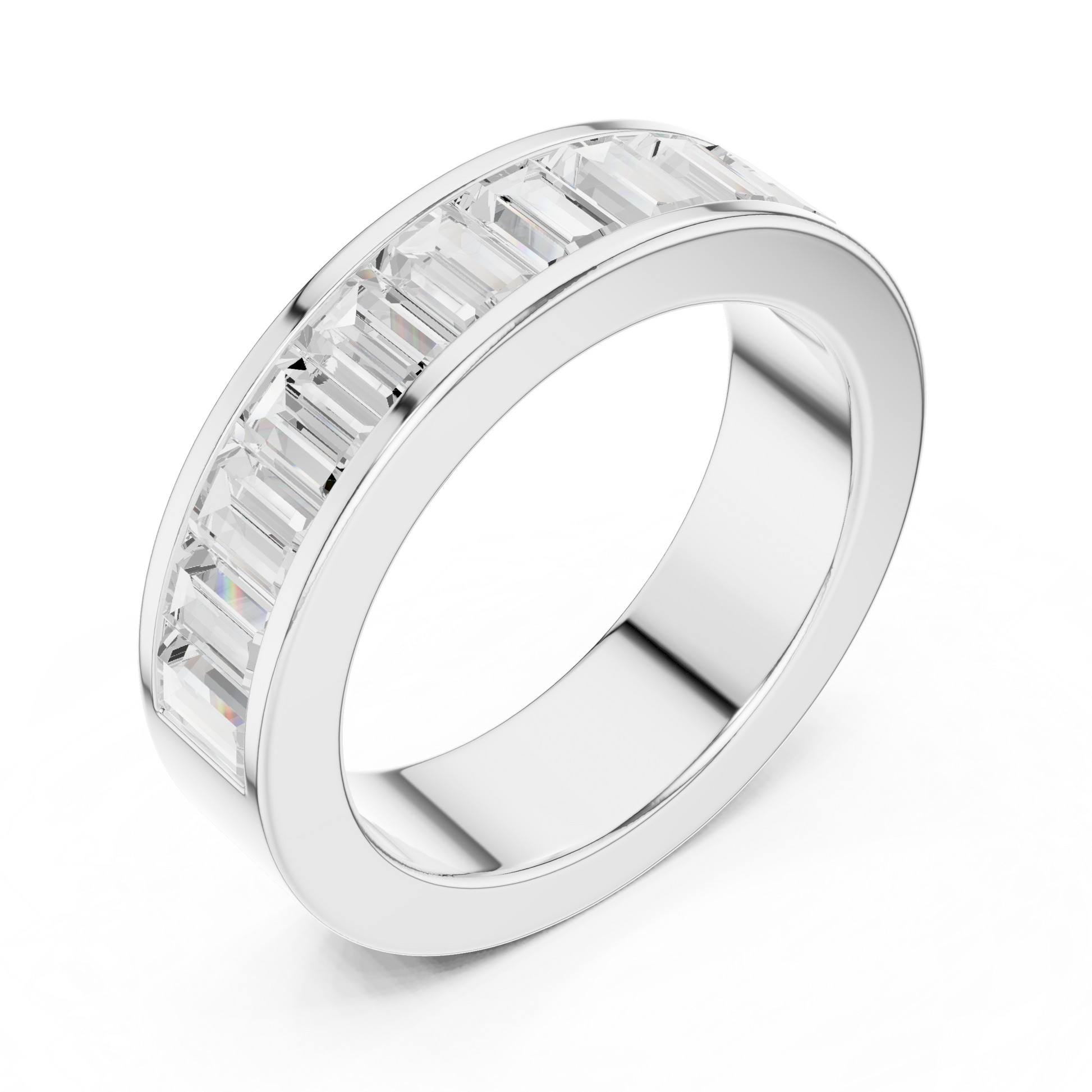 Emerald Cut Lab Grown Diamond Ring in Silver