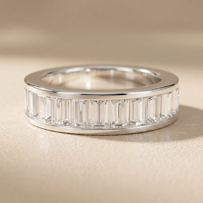 Emerald Cut Lab Grown Diamond Ring in White Gold