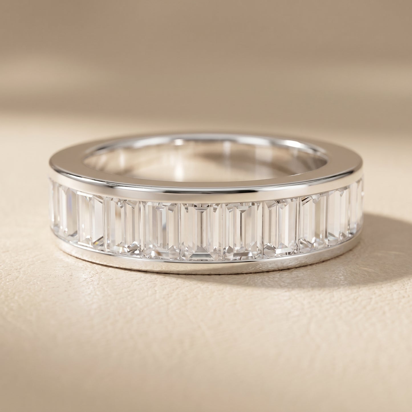 Emerald Cut Lab Grown Diamond Ring in Silver