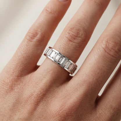 Emerald Cut Lab Grown Diamond Ring in White Gold