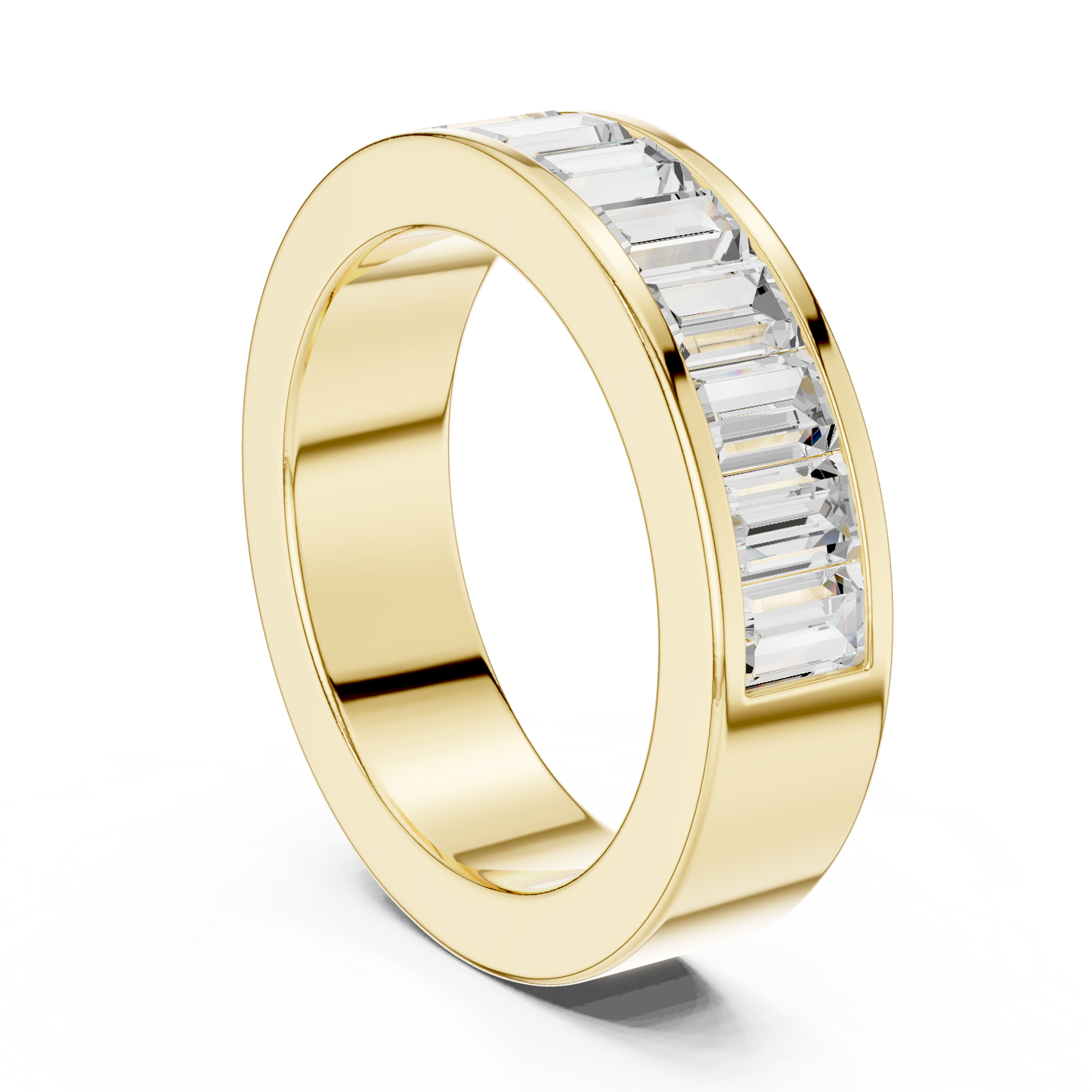 Emerald Cut Lab Grown Diamond Ring in Yellow Gold