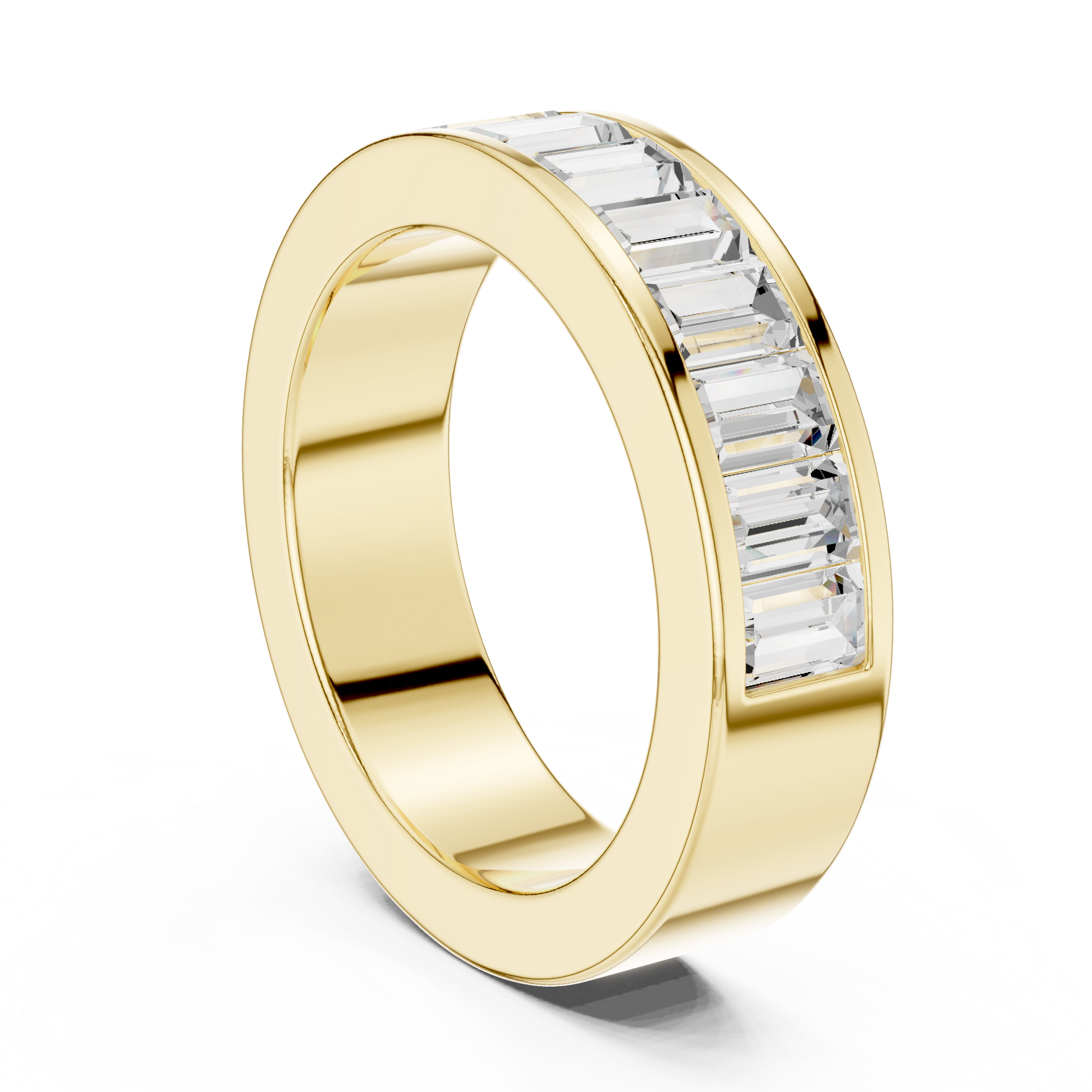Emerald Cut Lab Grown Diamond Ring in Yellow Gold