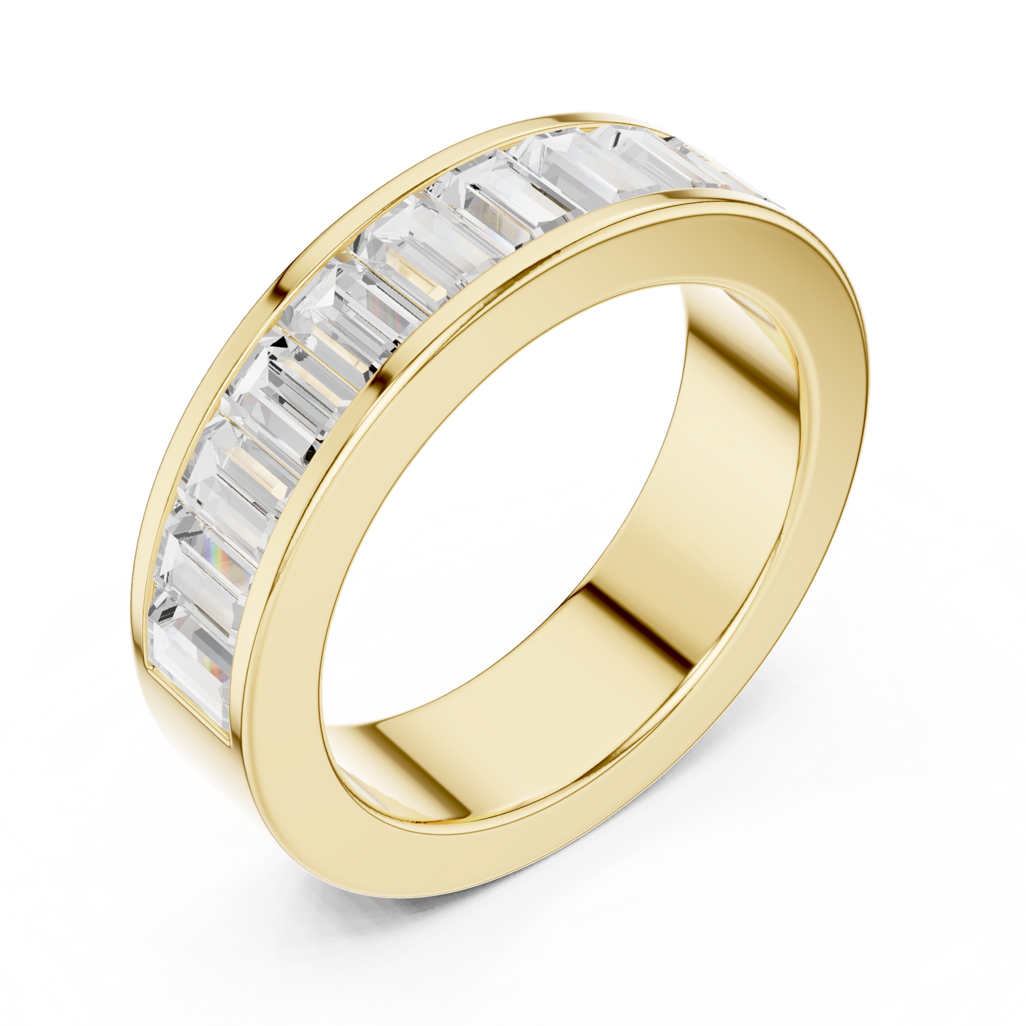 Emerald Cut Lab Grown Diamond Ring in Yellow Gold