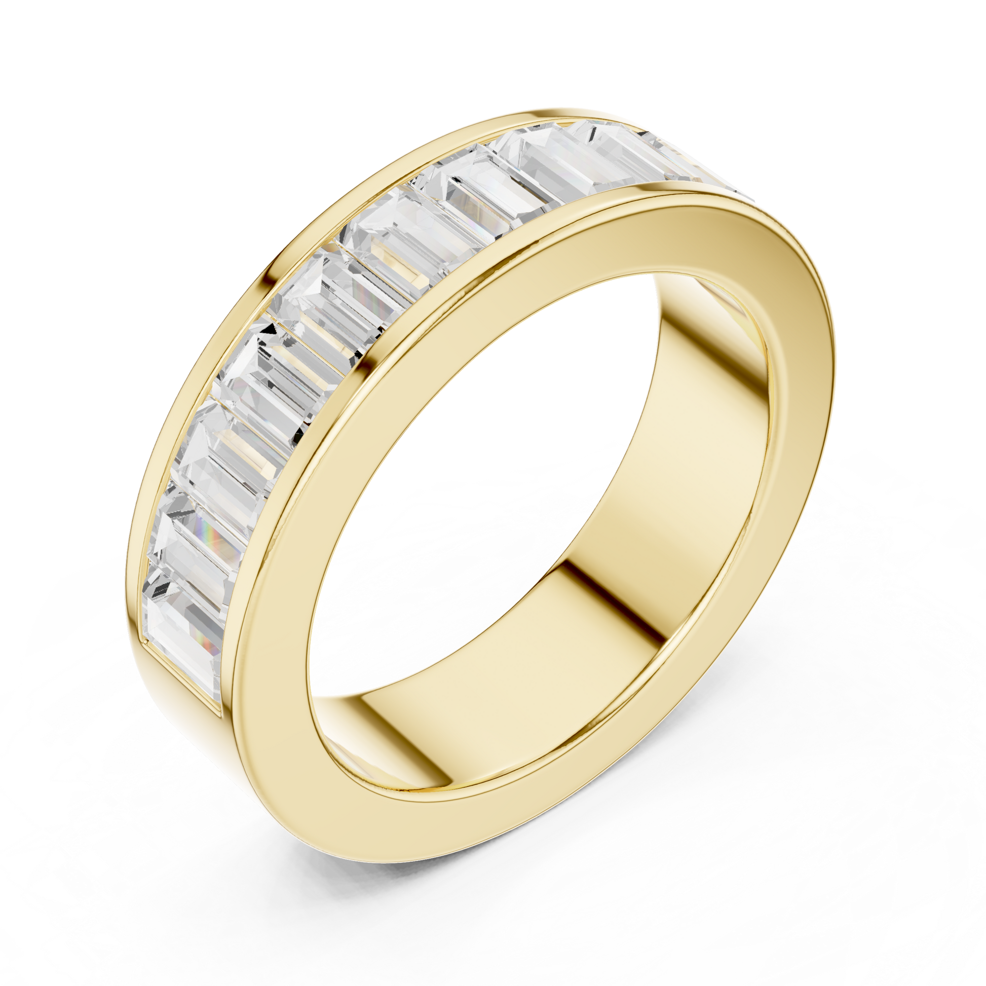 Emerald Cut Lab Grown Diamond Ring in Yellow Gold