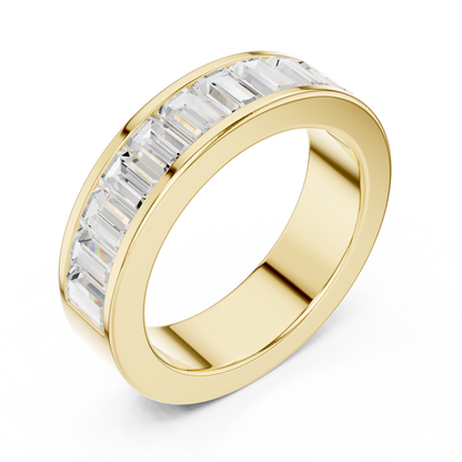 Emerald Cut Lab Grown Diamond Ring in Yellow Gold