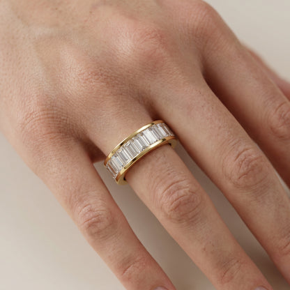 Emerald Cut Lab Grown Diamond Ring in Yellow Gold