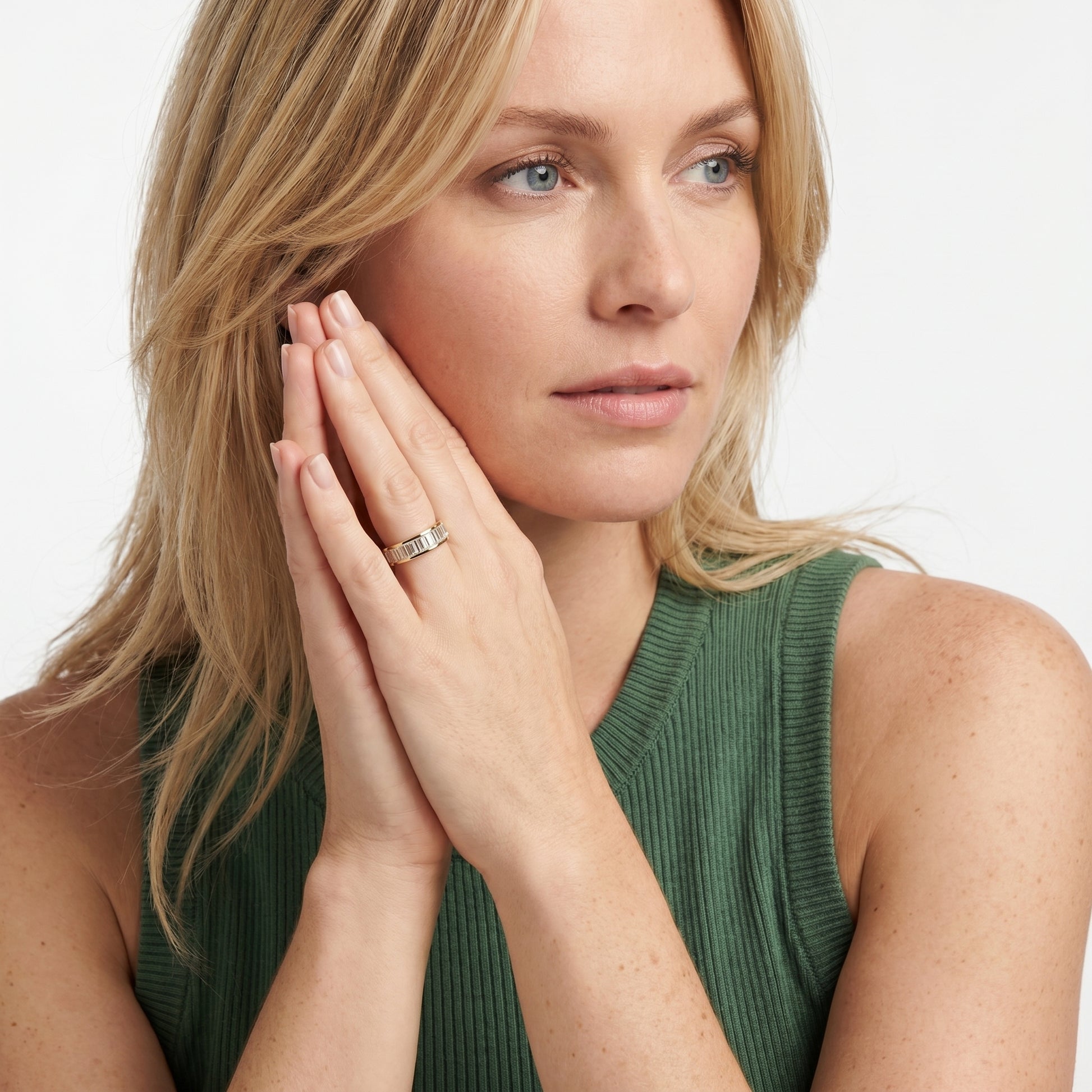 Emerald Cut Lab Grown Diamond Ring in Yellow Gold
