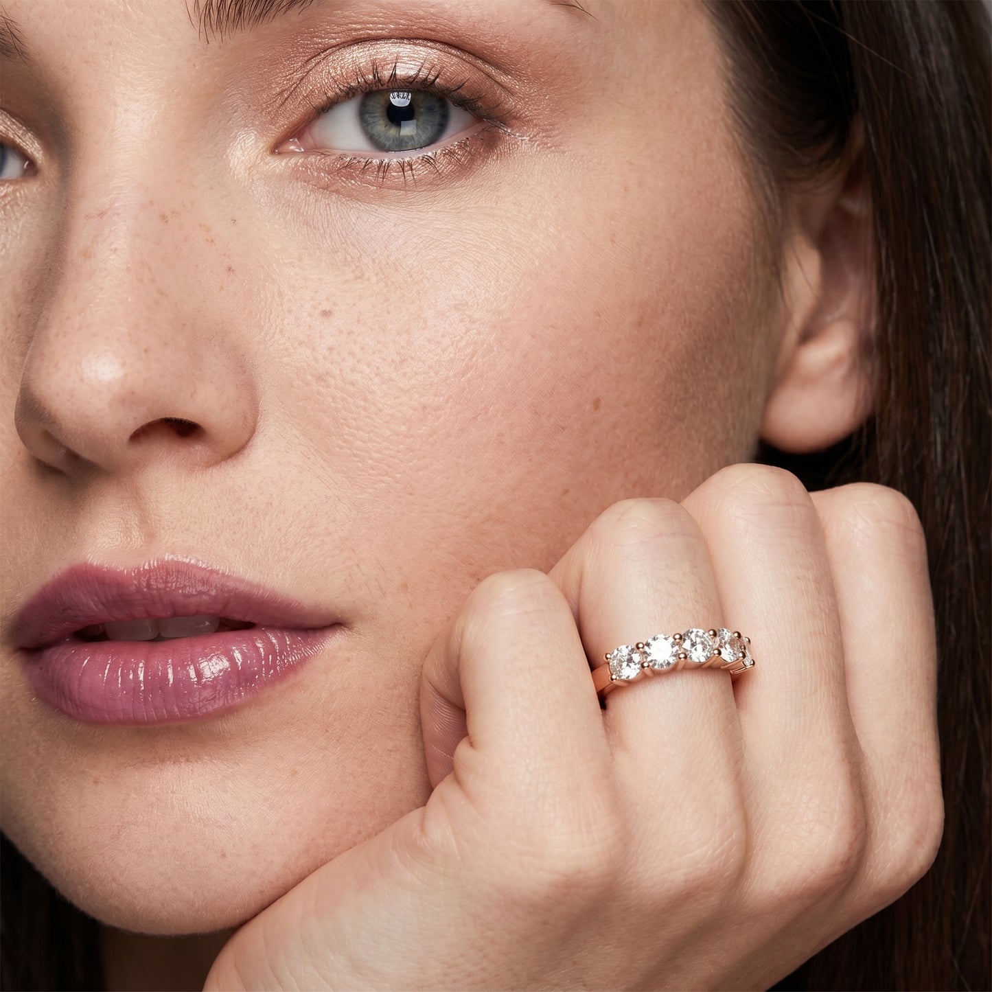 Round Cut Lab Grown Diamond Ring in Rose Gold