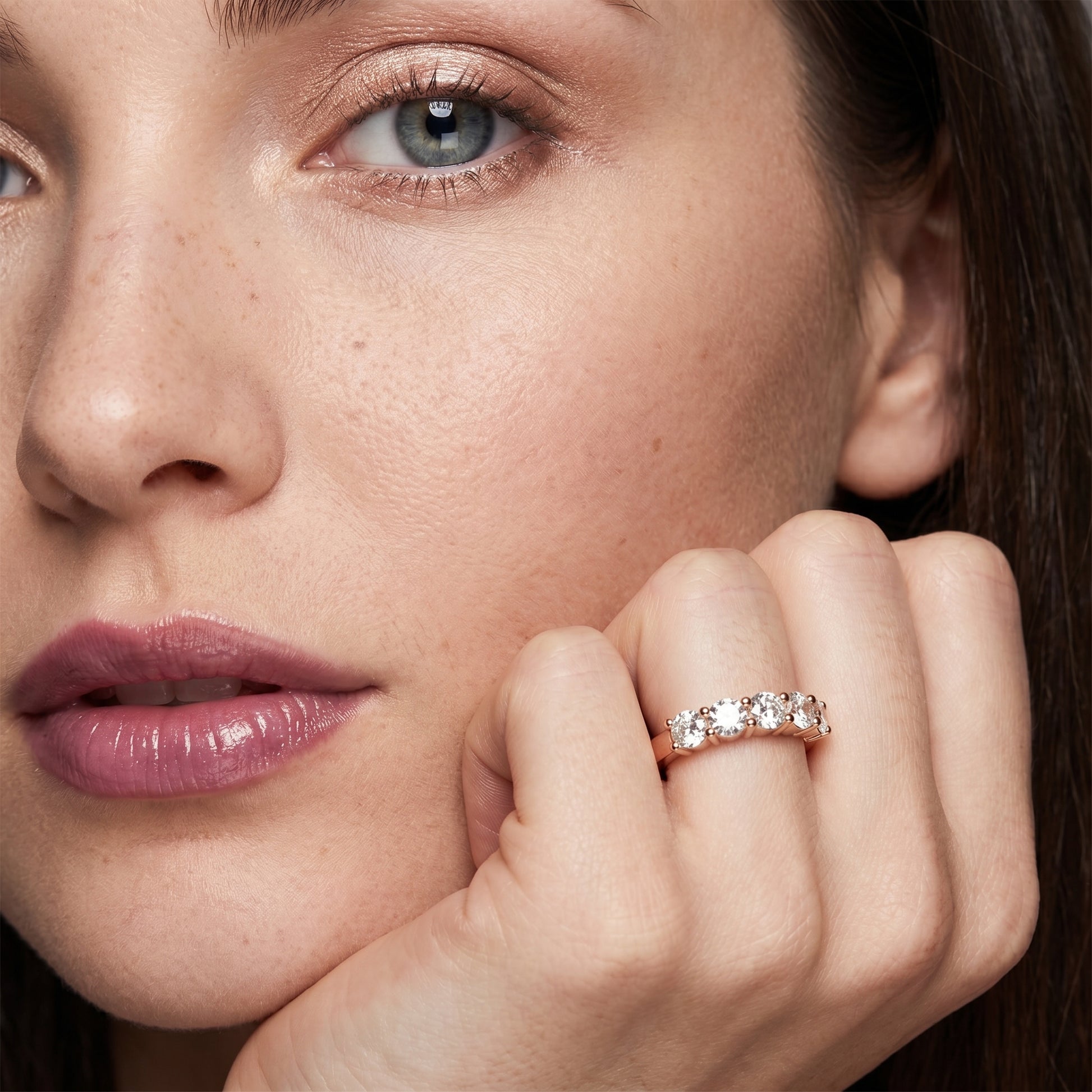 Round Cut Lab Grown Diamond Ring in Rose Gold