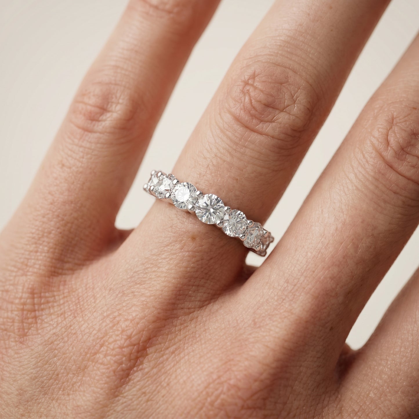 Round Cut Lab Grown Diamond Ring in White Gold
