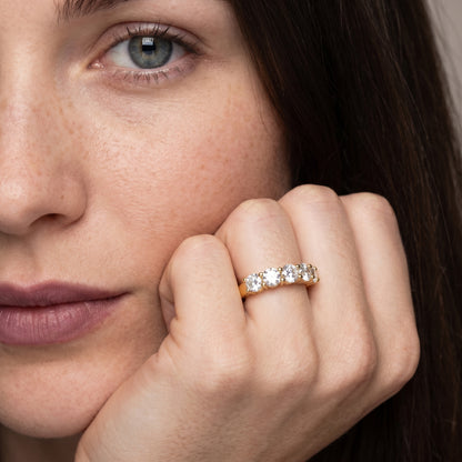 Round Cut Lab Grown Diamond Ring in Yellow Gold
