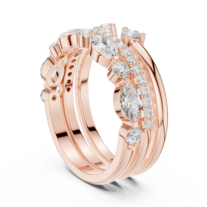 Marquise Round Cut Lab Grown Diamond Ring in Rose Gold