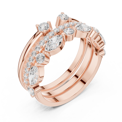 Marquise Round Cut Lab Grown Diamond Ring in Rose Gold